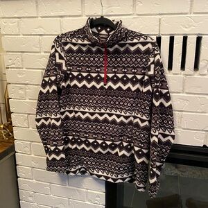 Eddie Bauer Nordic Fleece Fair Isle Quarter-zip Pullover Ladies Size L